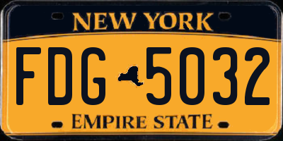 NY license plate FDG5032