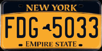 NY license plate FDG5033
