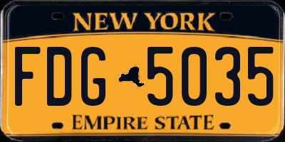 NY license plate FDG5035