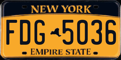 NY license plate FDG5036