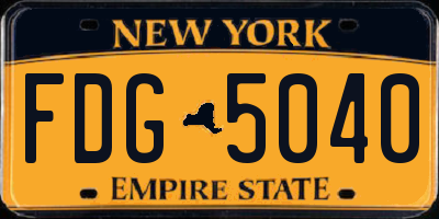 NY license plate FDG5040