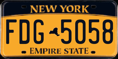 NY license plate FDG5058