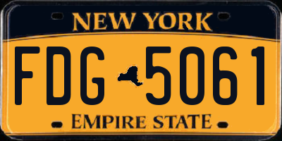 NY license plate FDG5061
