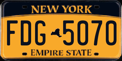 NY license plate FDG5070