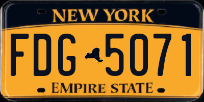 NY license plate FDG5071