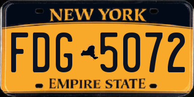 NY license plate FDG5072