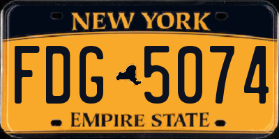 NY license plate FDG5074