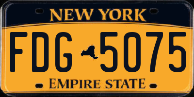 NY license plate FDG5075