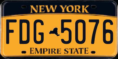 NY license plate FDG5076