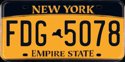 NY license plate FDG5078