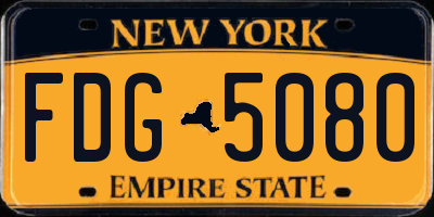 NY license plate FDG5080