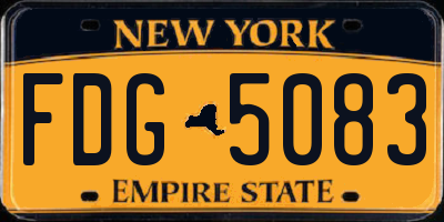 NY license plate FDG5083