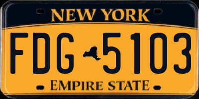 NY license plate FDG5103