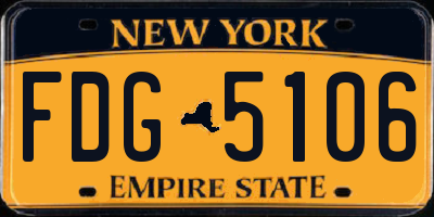 NY license plate FDG5106