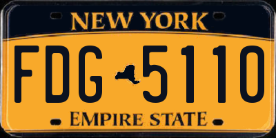 NY license plate FDG5110