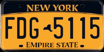 NY license plate FDG5115