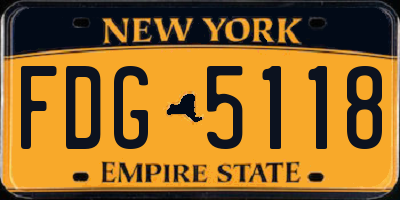 NY license plate FDG5118
