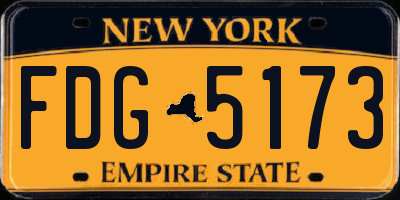 NY license plate FDG5173