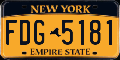 NY license plate FDG5181