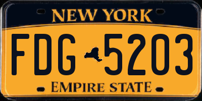 NY license plate FDG5203