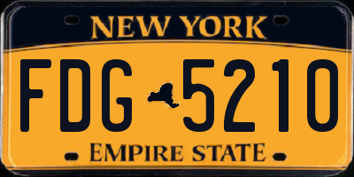 NY license plate FDG5210