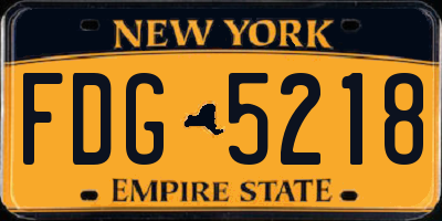 NY license plate FDG5218