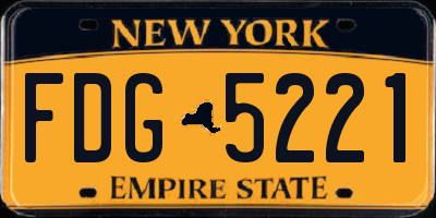 NY license plate FDG5221