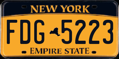 NY license plate FDG5223