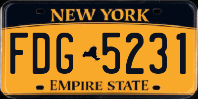 NY license plate FDG5231