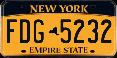 NY license plate FDG5232