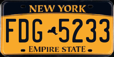 NY license plate FDG5233