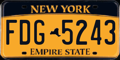 NY license plate FDG5243
