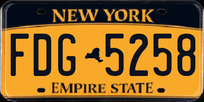 NY license plate FDG5258