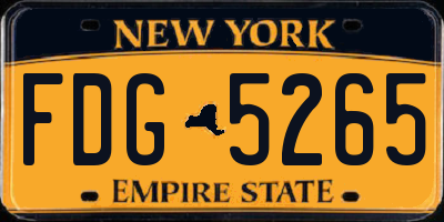 NY license plate FDG5265