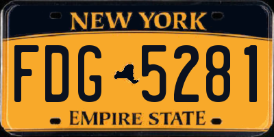 NY license plate FDG5281