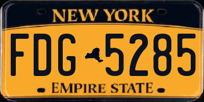 NY license plate FDG5285