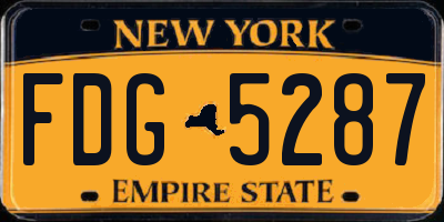 NY license plate FDG5287