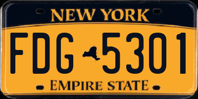 NY license plate FDG5301