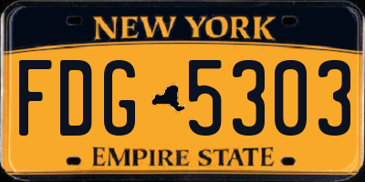 NY license plate FDG5303