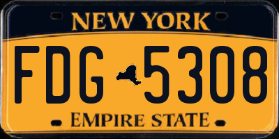 NY license plate FDG5308
