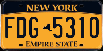 NY license plate FDG5310