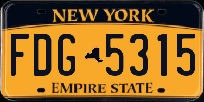 NY license plate FDG5315