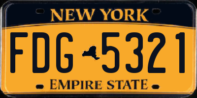 NY license plate FDG5321