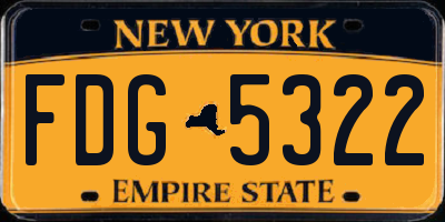 NY license plate FDG5322