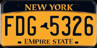 NY license plate FDG5326