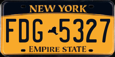 NY license plate FDG5327