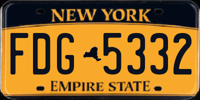 NY license plate FDG5332