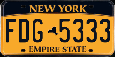 NY license plate FDG5333