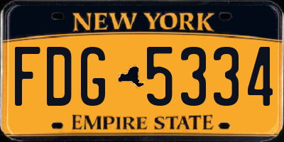 NY license plate FDG5334