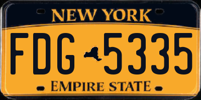 NY license plate FDG5335